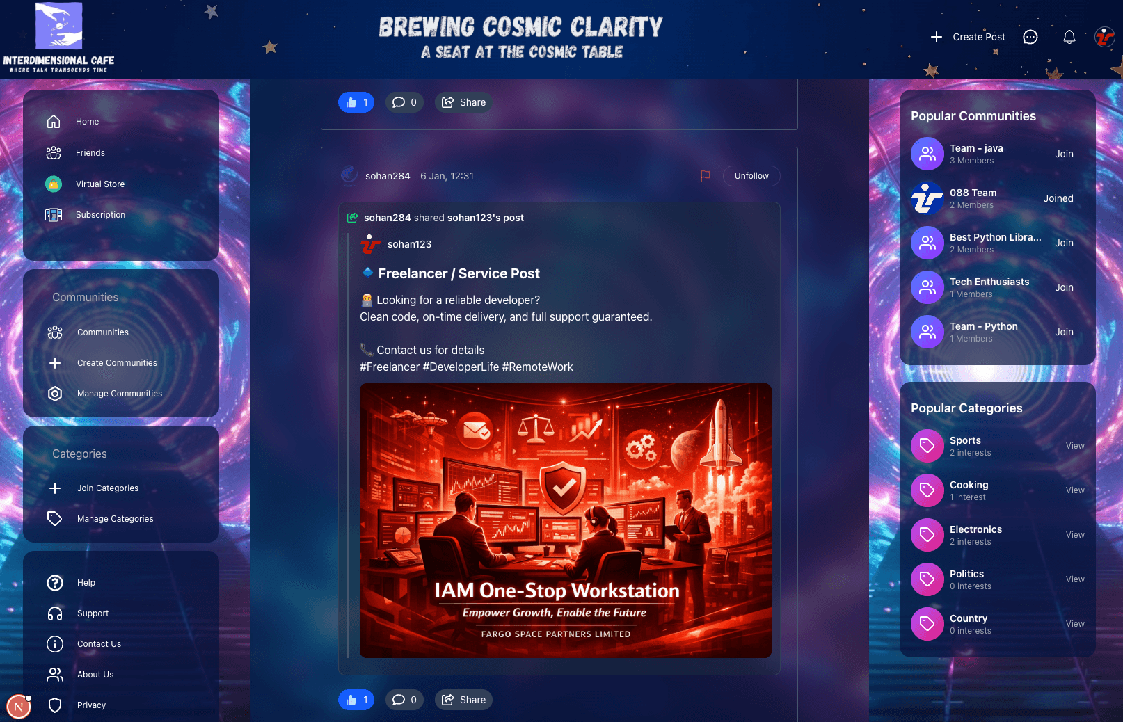 Inter Cafe - Full-Stack Social Media Platform